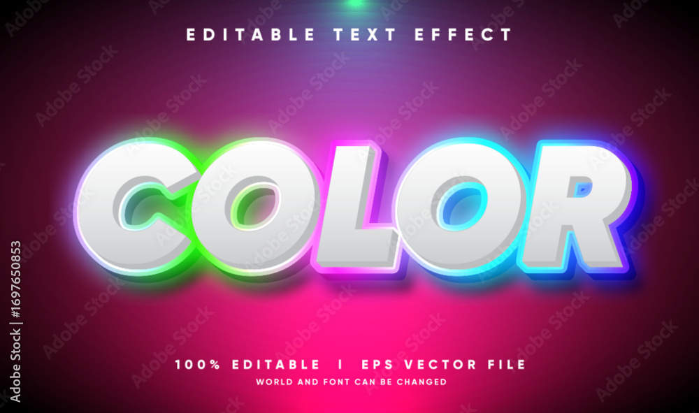 Poster color vector text effect with modern style