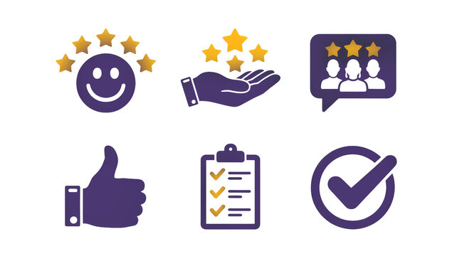 Boost your business reputation with positive reviews and customer satisfaction icons