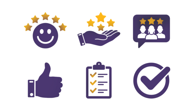 Boost your business reputation with positive reviews and customer satisfaction icons