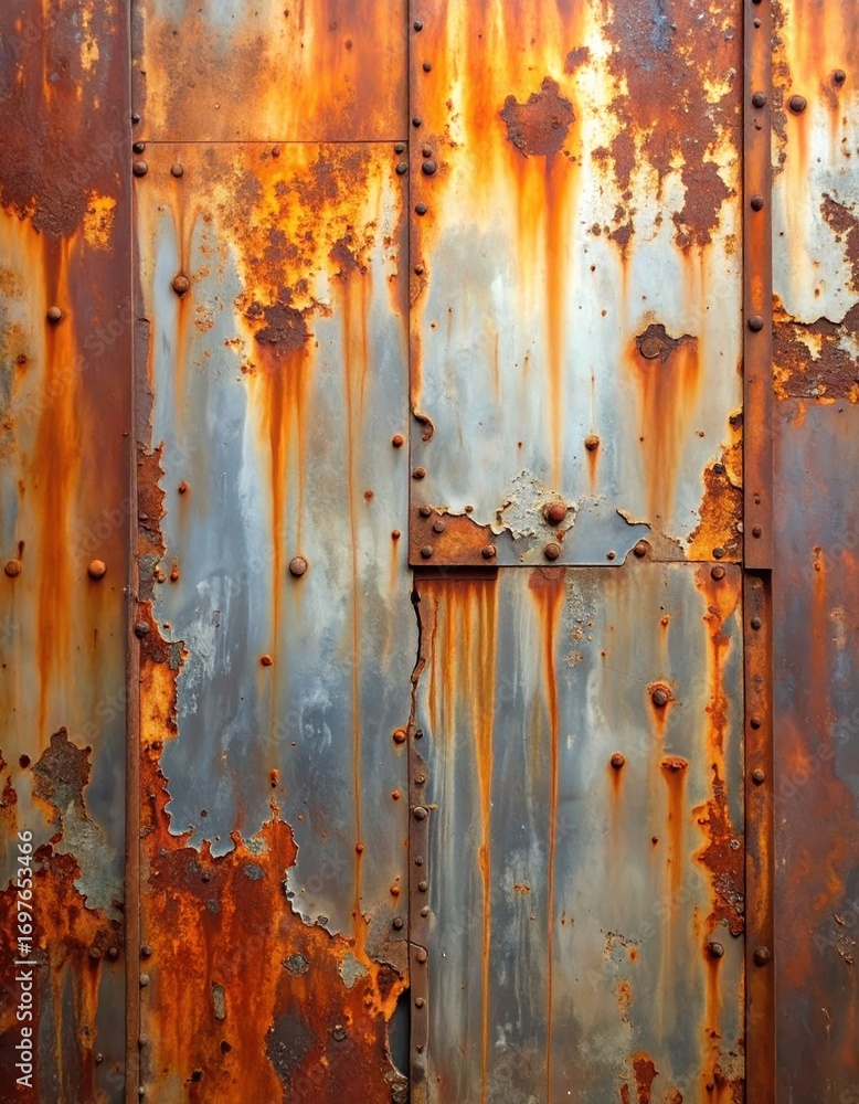 Poster weathered metal surface with rust and corrosion patterns