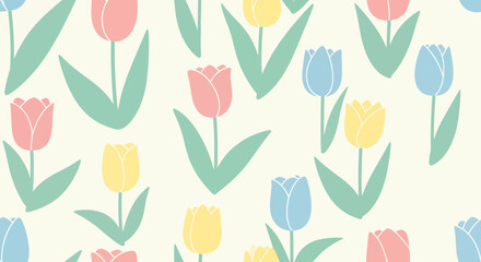 Pastel Tulips Elegant Seamless Pattern For Springtime Designs