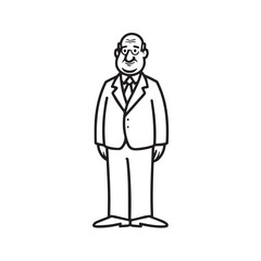 Old person in formal suit black and white vector illustration portrait elegant classic digital artwork