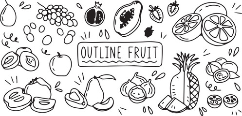 Fruit Icons, Outline Fruit, Minimalist Vegetables, Fresh Produce Art, Black White Outline, Fruit Sketches, Simple Produce Drawings, Healthy Food Art, Outline Designs, Simple Fruit Art, Vegetable Icons