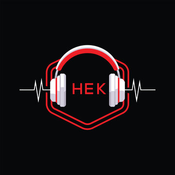HEK  Headphone Company logo. HEK Modern Music logo design for entrepreneur and business. HEK Entertainment Branding best icon.
