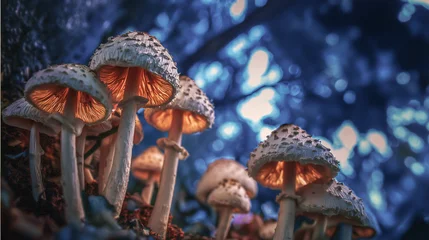 Sierkussen Meisjeskamer Spooky Watercolor Toadstools in Moonlit Forest – Nightmare Before Christmas Inspired  © Julia