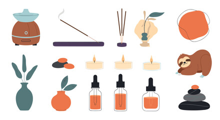 Obraz premium Collection of soothing aromatherapy and relaxation objects for well being and calmness