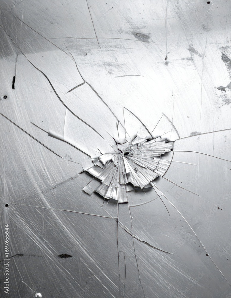 Poster Broken Glass with Shattered Surface and Intricate Patterns