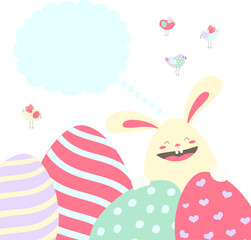 Easter bunny and easter eggs. Vector illustration