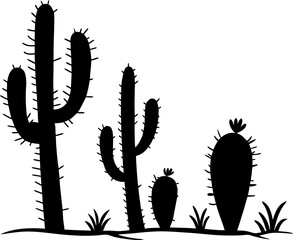 Cactus Silhouette Vector | Desert Plant, Nature, and Succulent Outline Design