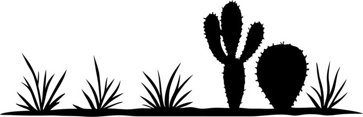 Cactus Silhouette Vector | Desert Plant, Nature, and Succulent Outline Design