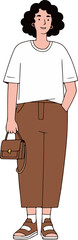 Cartoon Woman in Casual Outfit