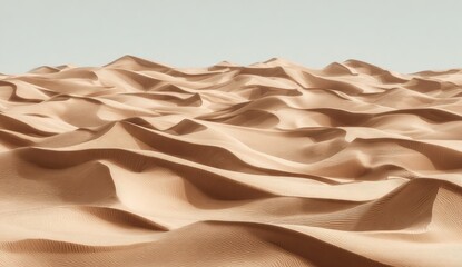 Vast, undulating sand dunes stretch to a pale sky