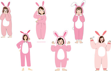 Girls in Pink Bunny Costumes
