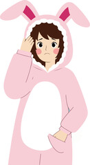 Surprised Woman in Bunny Costume