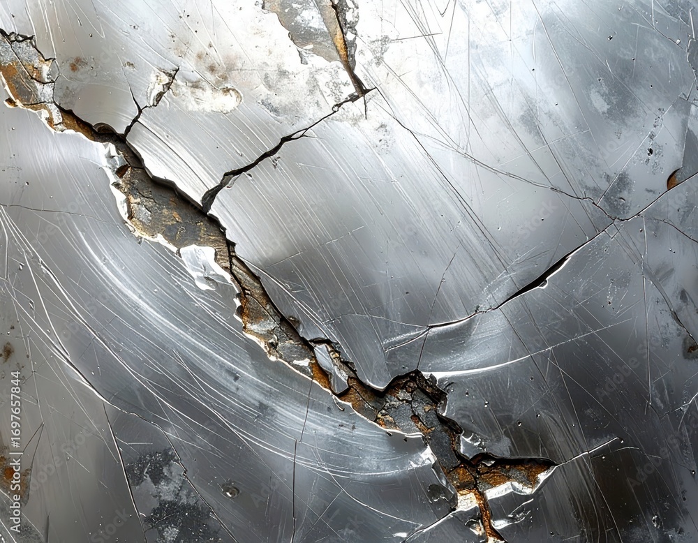 Poster abstract metallic surface with cracks and texture details