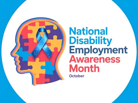 National disability employment awareness month illustration isolated on white background