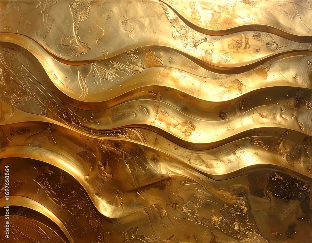 Poster elegant golden waves abstract background with textured patterns