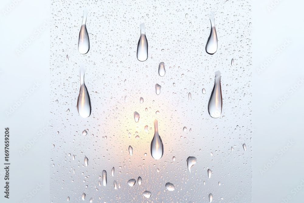 Aufkleber a close-up of water droplets on a surface, reflecting soft light, creating a serene and tranquil atm
