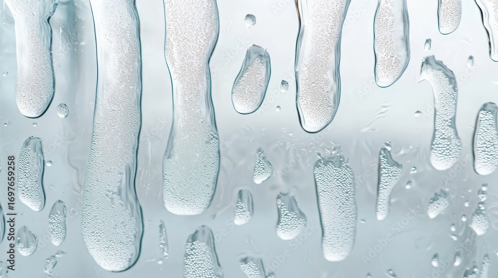 Aufkleber a close-up view of water droplets on a glass surface, creating a textured pattern with varying shape