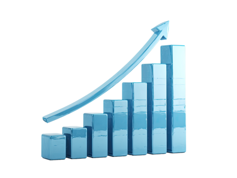 Light-blue bar graph, ascending trend