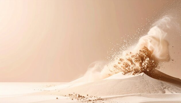 Beige and Brown Powder Explosion on Neutral Background