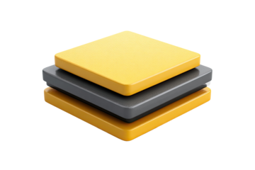 Two stacked, squared, glossy blocks, yellow and gray