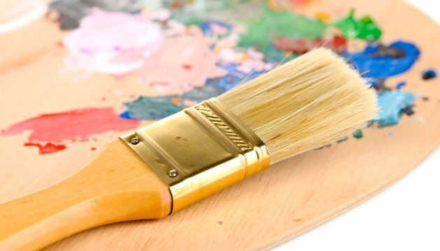 Close-up of paintbrush on palette