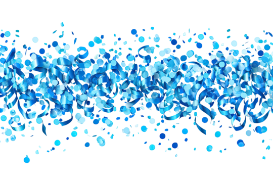Abstract swirling, vibrant blue shapes on black background