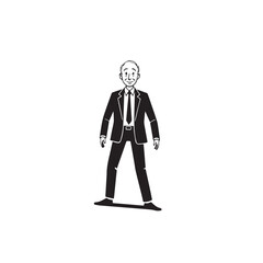 Old person in formal suit black and white vector illustration portrait elegant classic digital artwork