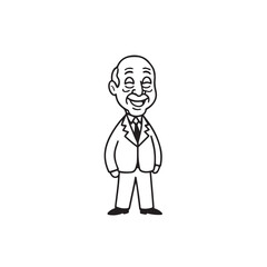 Old person in formal suit black and white vector illustration portrait elegant classic digital artwork