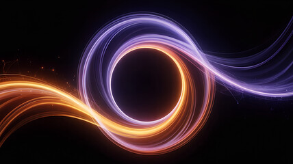 Balance: Harmonious Light Convergence, Motion: Graceful Swirling Trajectory, Cosmos: Energetic Galactic Ring, Harmony: Fluid Wavy Orbit, Synergy: Electric Interconnected Stream