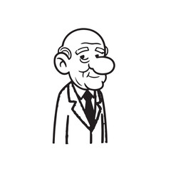 Old person in formal suit black and white vector illustration portrait elegant classic digital artwork