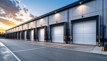 Obraz premium Modern warehouse at sunset