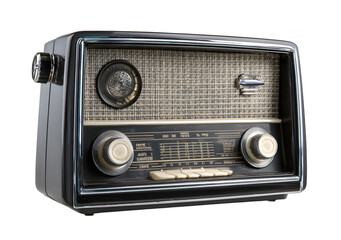Retro black radio isolated on white