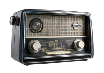 Retro black radio isolated on white
