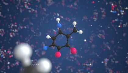Molecular structure of a chemical compound, surrounded by many other molecules