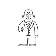 Old person in formal suit black and white vector illustration portrait elegant classic digital artwork