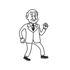 Old person in formal suit black and white vector illustration portrait elegant classic digital artwork