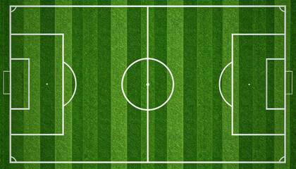 Fototapeta premium A top-down view of a green soccer pitch. A clean and tactical football field background for strategy