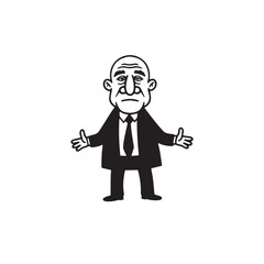 Obraz premium Old person in formal suit black and white vector illustration portrait elegant classic digital artwork