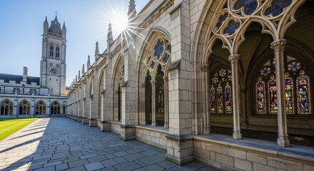 Fototapeta premium Explore History at a Stunning Old Cathedral on a Beautiful Day