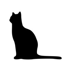 silhouette of a sitting cat vector illustration