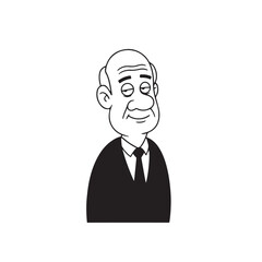 Old person in formal suit black and white vector illustration portrait elegant classic digital artwork