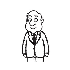 Old person in formal suit black and white vector illustration portrait elegant classic digital artwork