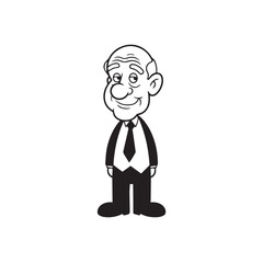 Old person in formal suit black and white vector illustration portrait elegant classic digital artwork