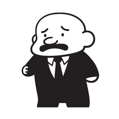 Old person in formal suit black and white vector illustration portrait elegant classic digital artwork