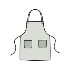 Fototapeta premium Simple drawing of a plain apron with pockets – stock vector flat illustration