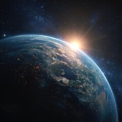 Fototapeta premium Earth rising, sunrise from space (1)
