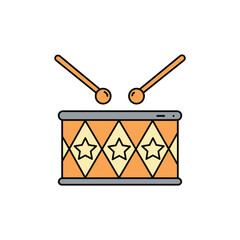 Colorful toy drum with sticks and star pattern illustration &ndash; stock vector flat illustration