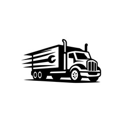Truck with wrench logo design